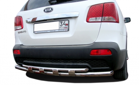 KIA   Sorento 2009-2012   Защита заднего бампера двойная с перемычкам  60/42